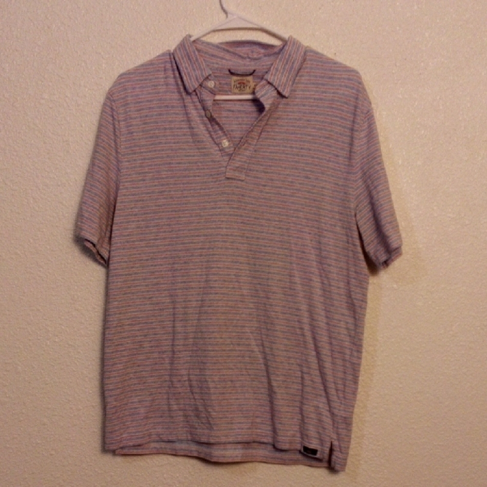 Faherty Lightweight Striped Polo — Light Blue & Pink